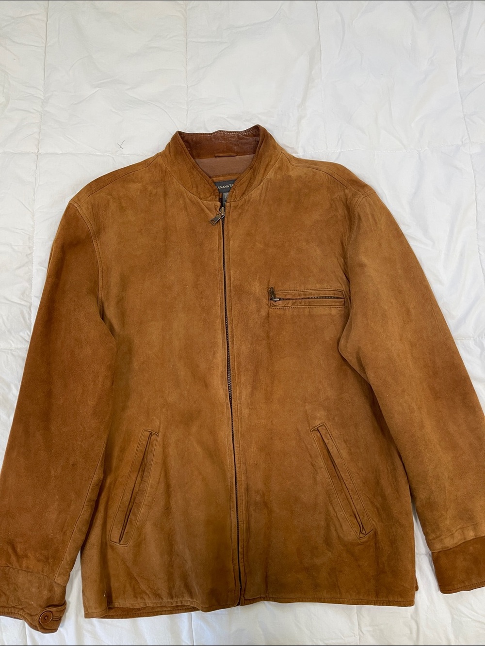 Banana Republic Men's Tan Suede Bomber Jacket